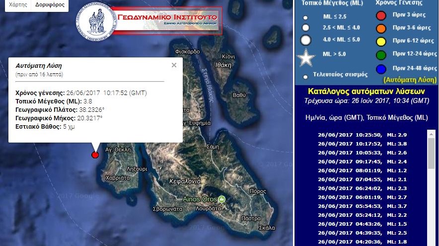 Σεισμός 3,8 Ρίχτερ στην Κεφαλονιά