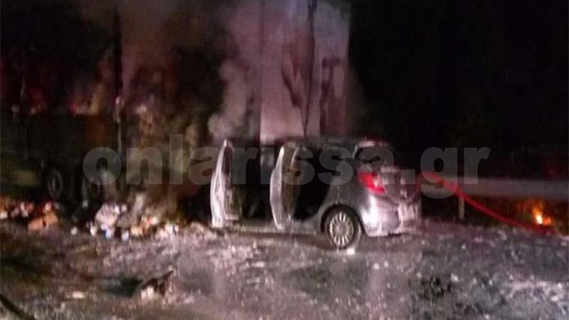 Σοκαριστικές εικόνες από το τροχαίο που απανθρακώθηκε ο οδηγός – ΒΙΝΤΕΟ