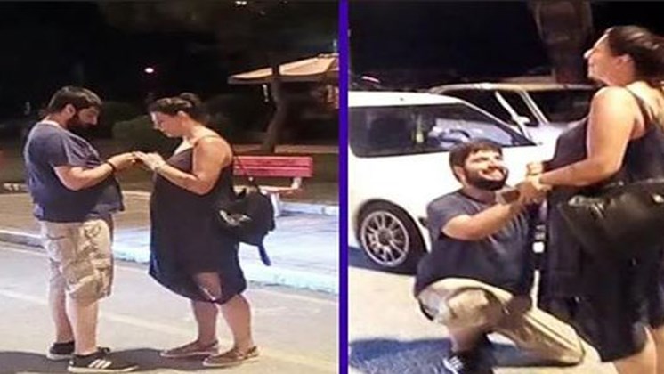 Η κινηματογραφική πρόταση γάμου στην πλατεία Αριστοτέλους – ΒΙΝΤΕΟ