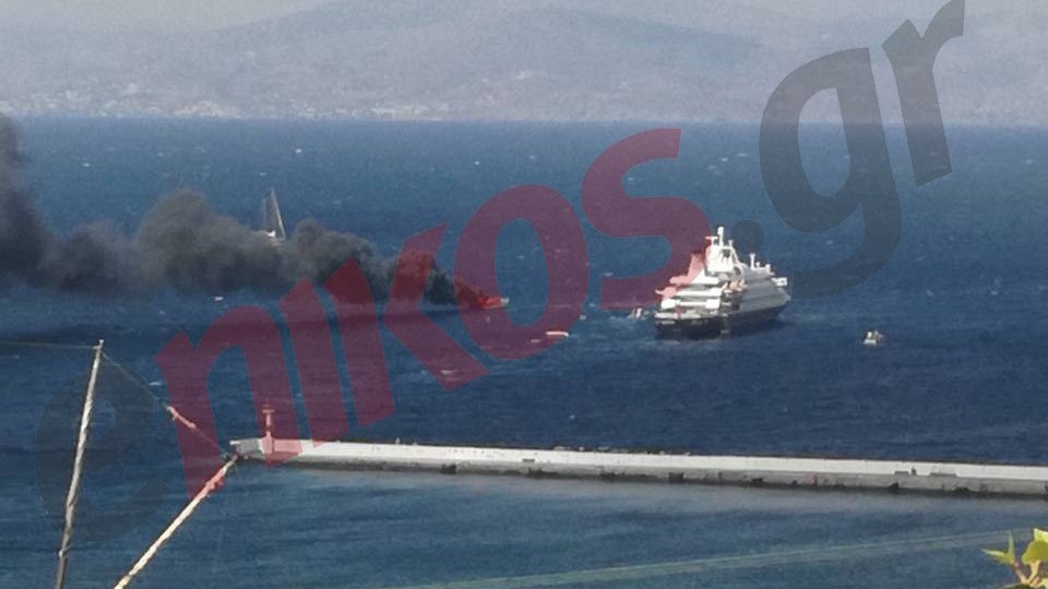 Συγκλονιστικό ΒΙΝΤΕΟ από το φλεγόμενο σκάφος στη Μύκονο