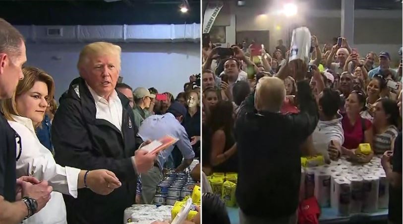 Σάλος με την κίνηση του Τραμπ να “σουτάρει” ρολά κουζίνας στους πληγέντες του κυκλώνα Μαρία – ΒΙΝΤΕΟ