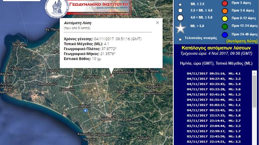 Στα 4,1 Ρίχτερ ο σεισμός στην Αμαλιάδα – ΤΩΡΑ
