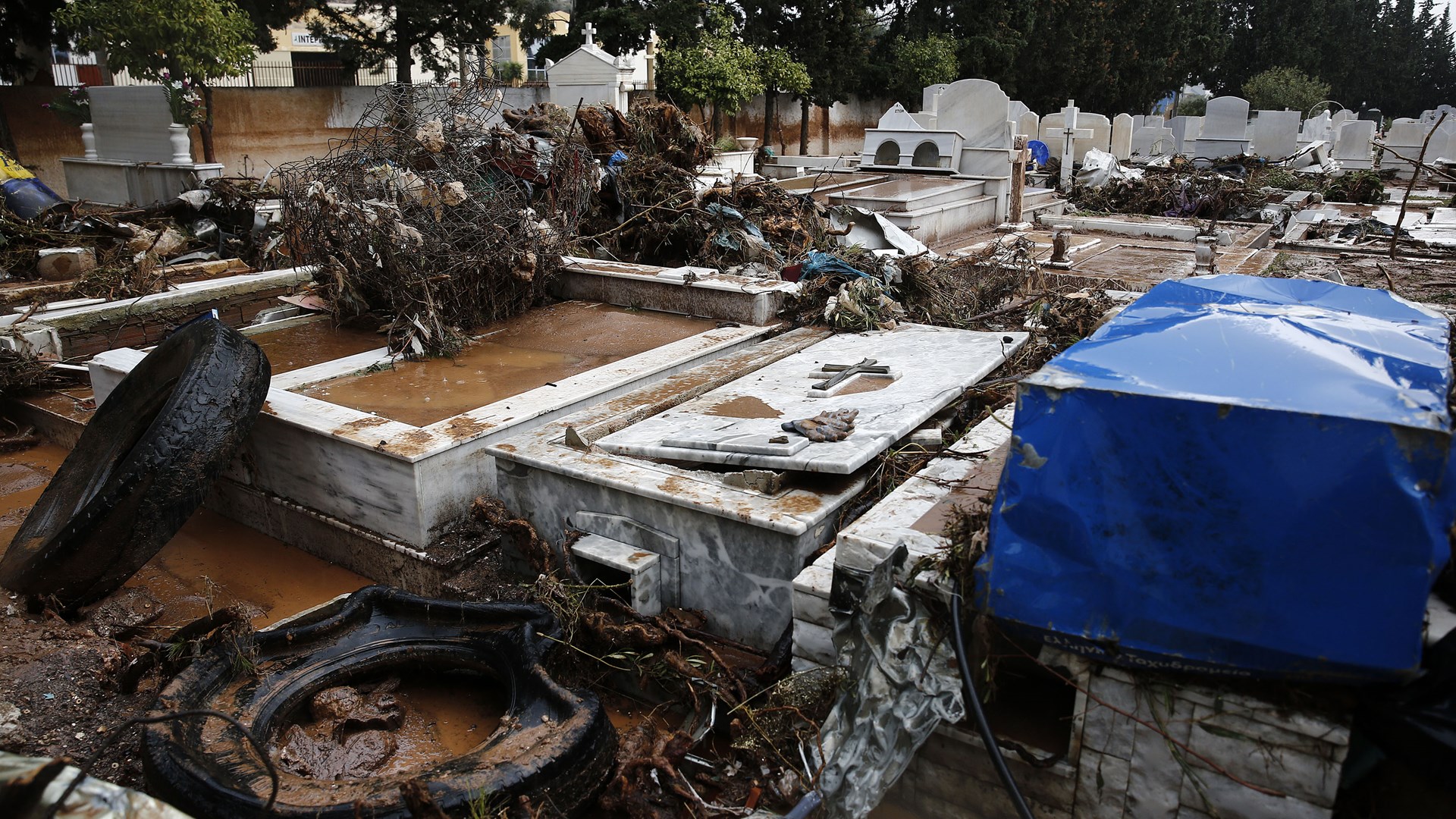 Μακάβριες εικόνες από το νεκροταφείο της Μάνδρας – ΦΩΤΟ