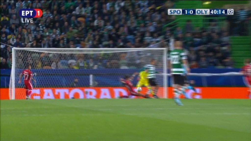 Σπόρτινγκ – Ολυμπιακός 1-0 (40′)