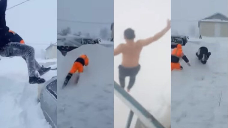 Αποκλείστηκαν από το χιόνι και αποφάσισαν να το διασκεδάσουν – ΒΙΝΤΕΟ