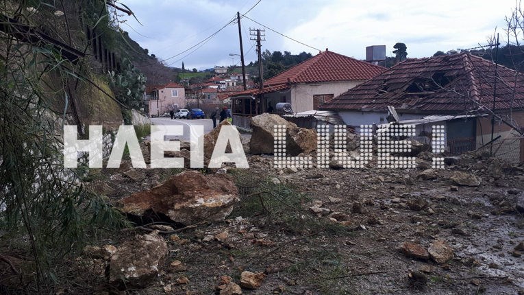 Βράχοι καταπλάκωσαν σπίτι στην Ηλεία – ΦΩΤΟ