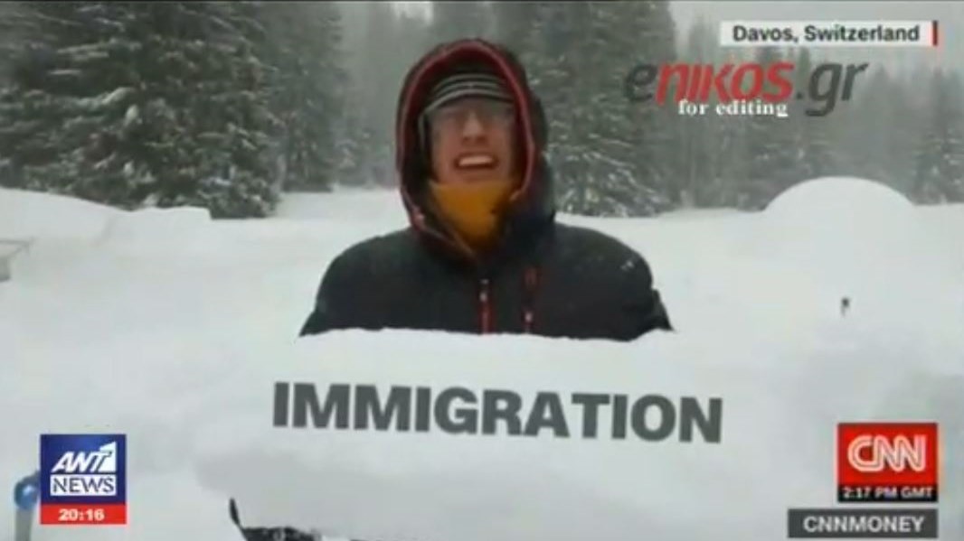 Σε κλοιό χιονιά το Νταβός – “Σπάει ταμεία” ο δημοσιογράφος του CNN που έφτιαξε το δικό του…ιγκλού – ΒΙΝΤΕΟ
