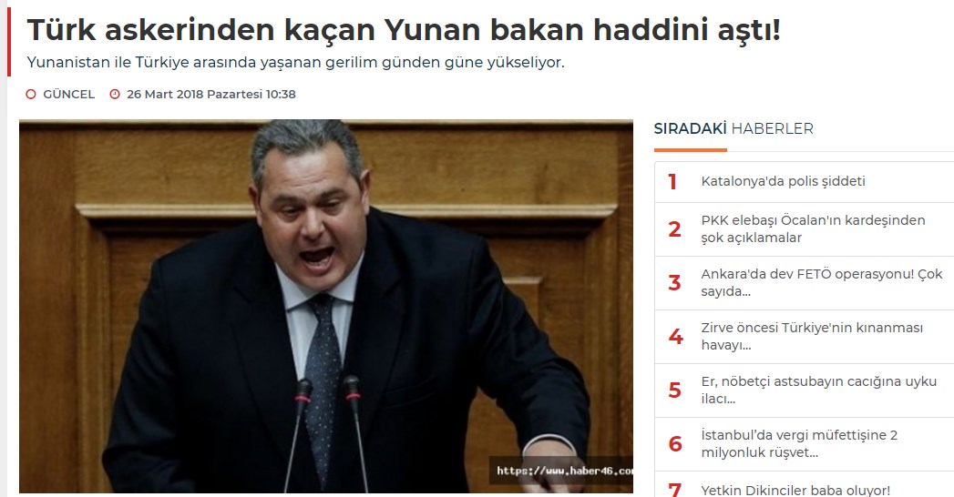 Προκλητικό δημοσίευμα από την Άγκυρα για τον Καμμένο: Ο υπουργός που ξέφυγε από τους Τούρκους στρατιώτες έχει ξεπεράσει τα όρια
