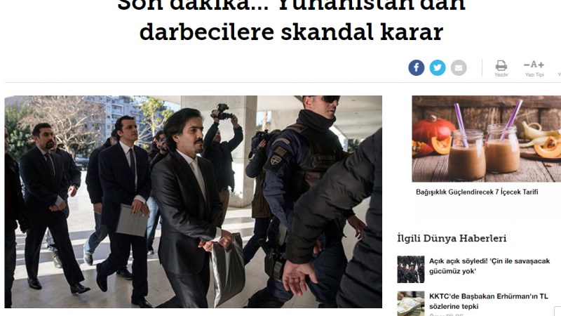 Hurriyet: Απόφαση-σκάνδαλο για τους πραξικοπηματίες στην Ελλάδα – ΦΩΤΟ