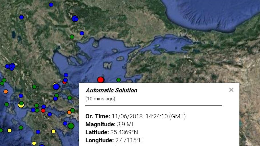 Σεισμική δόνηση 3,9 Ρίχτερ ανατολικά της Καρπάθου – ΤΩΡΑ