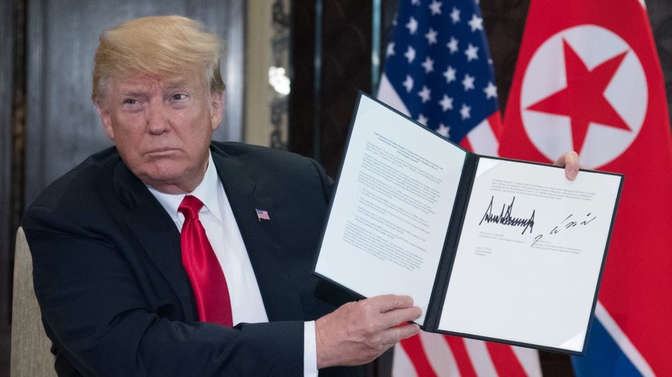 Αυτό είναι το περιεχόμενο του κοινού ανακοινωθέντος Τραμπ- Κιμ