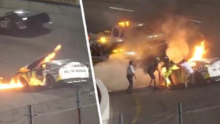 Πατέρας έσωσε τον γιο του από φλεγόμενο όχημα σε αγώνες ταχύτητας – ΒΙΝΤΕΟ