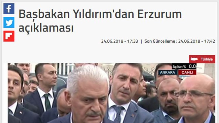 Ο Πρωθυπουργός της Τουρκίας επιβεβαίωσε το περιστατικό με τους νεκρούς στο Ερζερούμ
