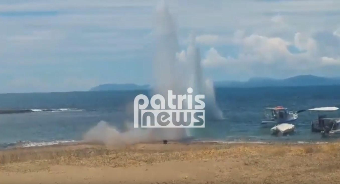 Εντυπωσιακά πλάνα από την εξουδετέρωση οβίδας σε παραλία του Πύργου – ΒΙΝΤΕΟ