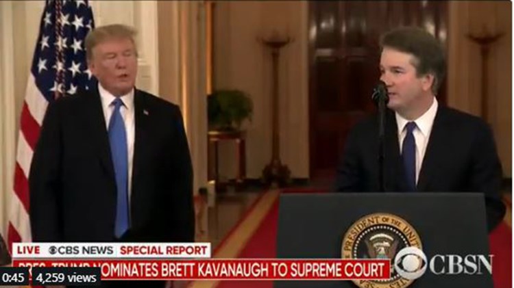 Ο Τραμπ ονόμασε τον συντηρητικό εφέτη Μπρετ Κάβανο υποψήφιο μέλος του Ανώτατου Δικαστηρίου