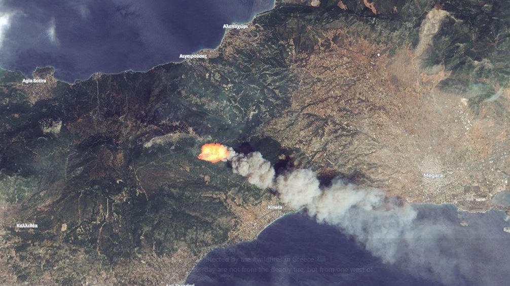 Η μεγάλη φωτιά στην Κινέτα από δορυφόρο – ΦΩΤΟ