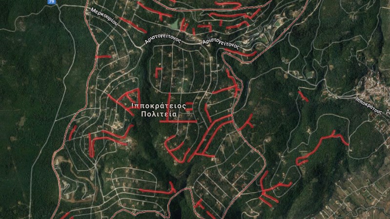 Ιπποκράτειος πολιτεία: Σπίτια στο δάσος με δρόμους που καταλήγουν σε αδιέξοδα – ΒΙΝΤΕΟ από drone