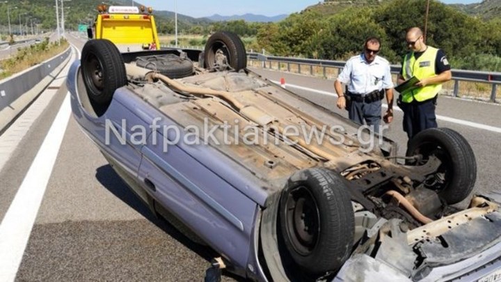 Τροχαίο στην Ιόνια οδό: Σώθηκαν από θαύμα όταν το αυτοκίνητό τους ανετράπη- ΒΙΝΤΕΟ