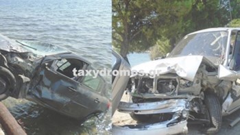 Τροχαίο στην Αγριά με πτώση ΙΧ στη θάλασσα