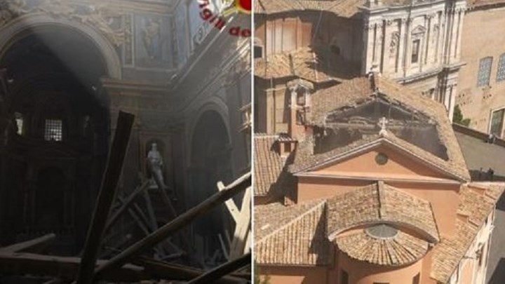 Κατέρρευσε οροφή ιστορικής εκκλησίας στη Ρώμη – ΒΙΝΤΕΟ