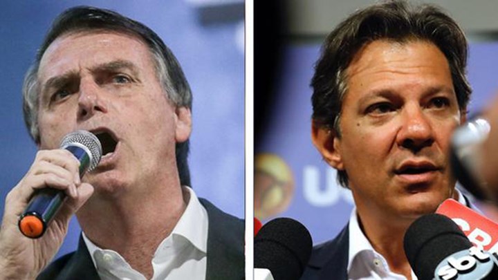 Ο ακροδεξιός Μπολσονάρου θα αναμετρηθεί με τον κεντροαριστερό Αντάτζι στον 2ο γύρο των προεδρικών εκλογών της Βραζιλίας