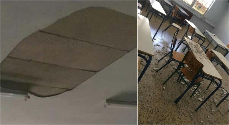 Τμήμα από την οροφή κατέληξε στα θρανία των μαθητών σε Λύκειο των Ιωαννίνων – ΦΩΤΟ
