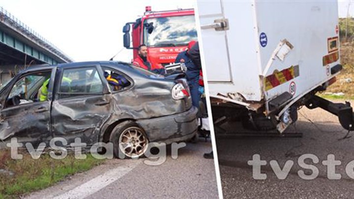 Σφοδρή σύγκρουση ΙΧ με φορτηγό – ΦΩΤΟ