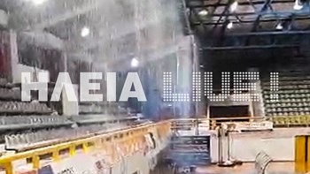 Κλειστό γυμναστήριο στον Πύργο έγινε… πισίνα από την καταιγίδα – ΒΙΝΤΕΟ