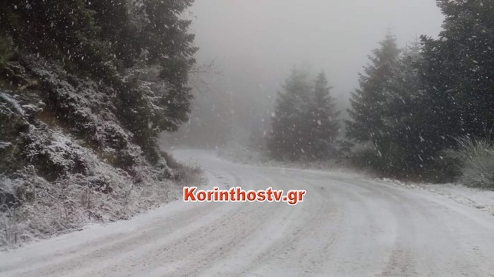 Στα λευκά “ντύθηκε” η ορεινή Κορινθία – ΦΩΤΟ – ΒΙΝΤΕΟ