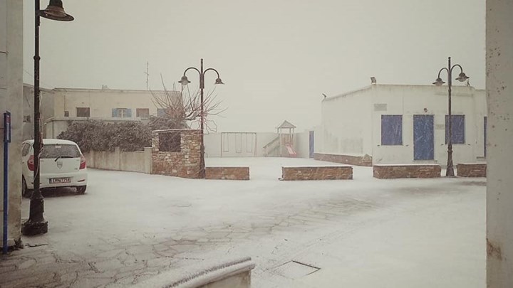 Χιόνια στα ορεινά της Τήνου – ΦΩΤΟ