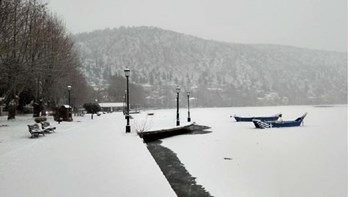 Πάγωσε η λίμνη της Καστοριάς – ΦΩΤΟ