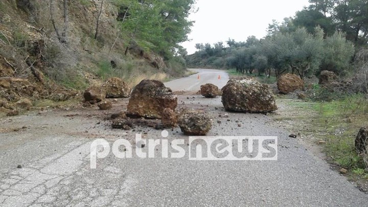 Κατολισθήσεις και κλειστοί δρόμοι στην Ηλεία – ΦΩΤΟ