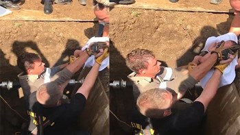 Η συγκινητική στιγμή που νεογέννητο ανασύρεται ζωντανό από αγωγό αποχέτευσης – ΒΙΝΤΕΟ