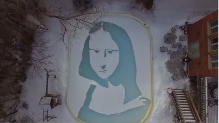 Μοναδικές εικόνες: “Ζωγράφισε” τη Μόνα Λίζα στο χιόνι – ΒΙΝΤΕΟ