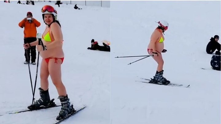 Σάλος στο διαδίκτυο με ετοιμόγεννη που κάνει σκι φορώντας… μπικίνι – ΒΙΝΤΕΟ