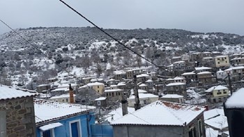 Βόλτα με χιονοπέδιλα στην χιονισμένη Λέσβο – ΦΩΤΟ