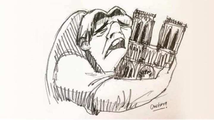 Η θλίψη για την καταστροφή της Παναγίας των Παρισίων σε σκίτσα: Τα δάκρυα του Κουασιμόδου
