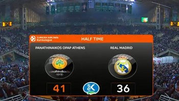 LIVE: Παναθηναϊκός – Ρεάλ Μαδρίτης 41-36 (ΗΜ.)