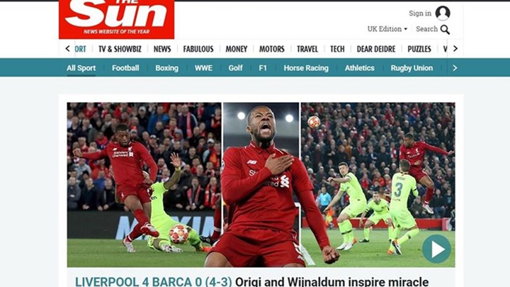 Τα αγγλικά ΜΜΕ για το “θαύμα” της Λίβερπουλ – ΦΩΤΟ