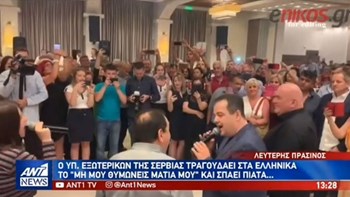 Ο ΥΠΕΞ της Σερβίας τραγουδάει ελληνικά και σπάει πιάτα – ΒΙΝΤΕΟ