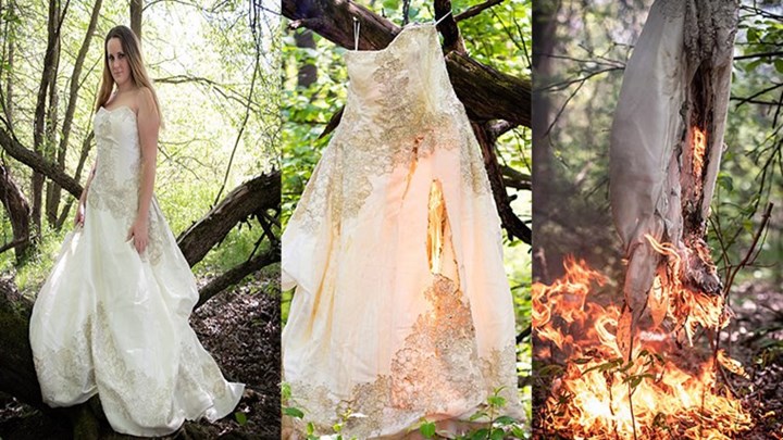 Μητέρα πέντε παιδιών γιορτάζει το διαζύγιο καίγοντας το νυφικό της – ΦΩΤΟ