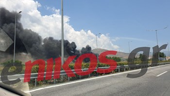 Φωτιά σε προαύλιο χώρο εργοστασίου στην Εθνική Οδό Θεσσαλονίκης – Αθήνας – ΦΩΤΟ αναγνώστη