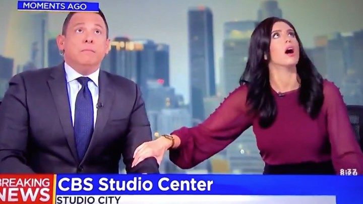 Η αντίδραση παρουσιαστών του CBS τη στιγμή του σεισμού – ΒΙΝΤΕΟ