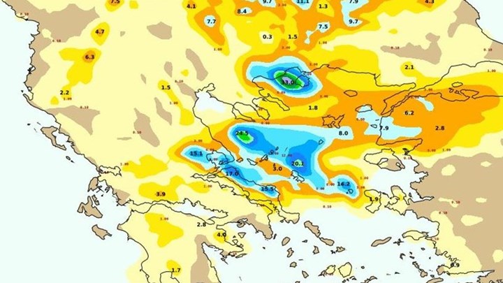 Πού αναμένονται μεγάλα ύψη βροχής από το βράδυ