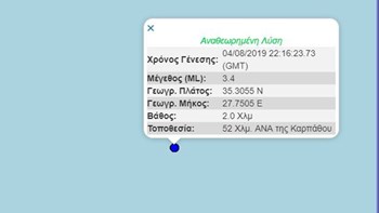 Σεισμός 3,4 Ρίχτερ στην Κάρπαθο