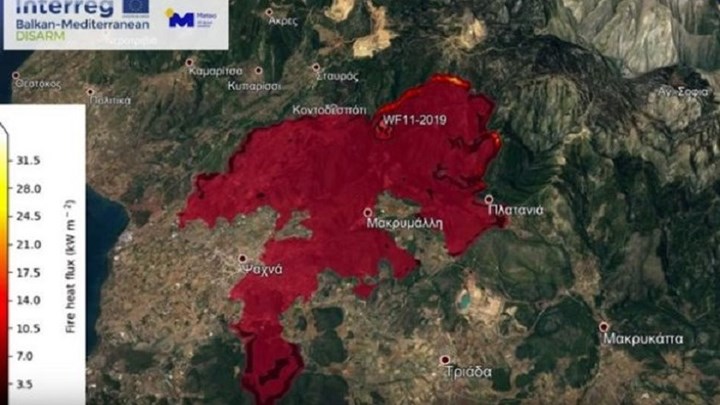 Στα 4 μποφόρ η ένταση των ανέμων τη νύχτα στην περιοχή της πυρκαγιάς στην Εύβοια