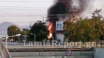 Στις φλόγες τυλίχθηκε αποθήκη επιχείρησης στη Θήβα – ΒΙΝΤΕΟ
