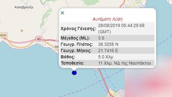 Σεισμική δόνηση 3,6 Ρίχτερ στην Πάτρα – ΤΩΡΑ