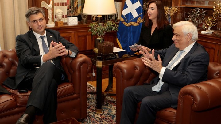 Τον Πρωθυπουργό της Κροατίας υποδέχτηκε ο Προκόπης Παυλόπουλος