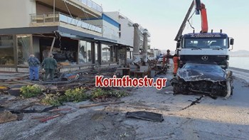 Αυτοκίνητο πήρε… σβάρνα τρία καταστήματα στο Λουτράκι – Ο οδηγός βγήκε ζωντανός – ΦΩΤΟ – ΒΙΝΤΕΟ